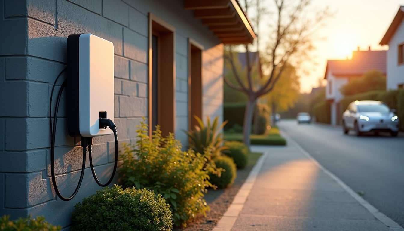 Borne de recharge installée devant une maison individuelle à Chavanoz