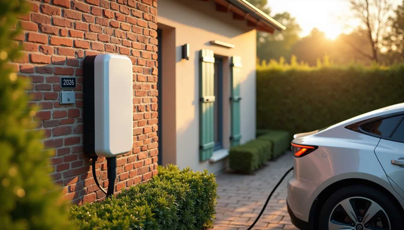 Borne de recharge installée devant une maison individuelle à Lardy