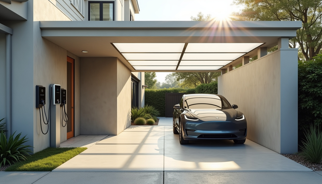 Borne de recharge installée sous un carport à Blagny