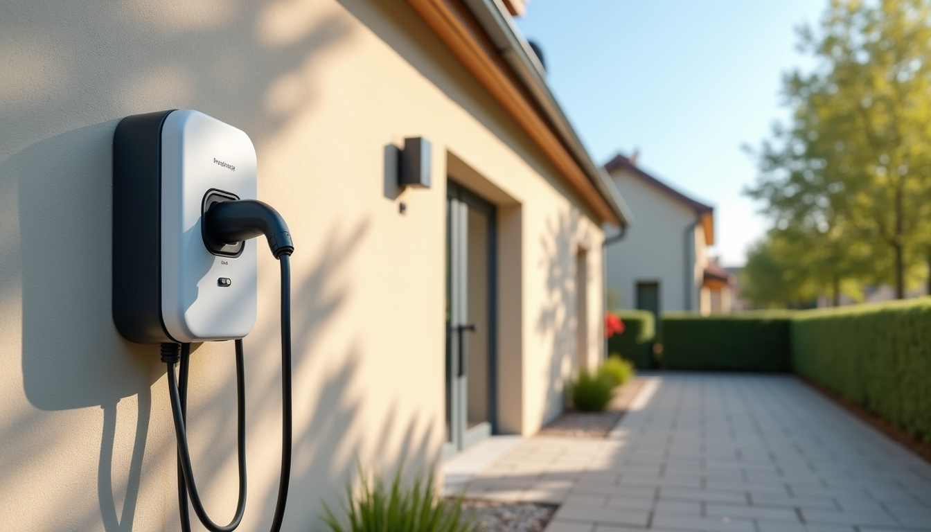 Borne de recharge installée sur la façade d'une maison à Boulay-Moselle