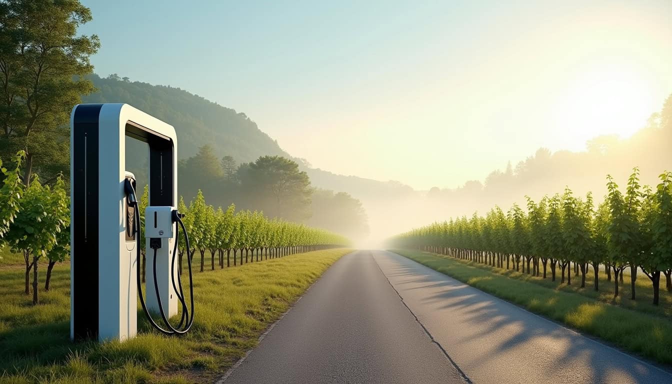 Borne de recharge installée sur la route des Vigneaux à Le Broc