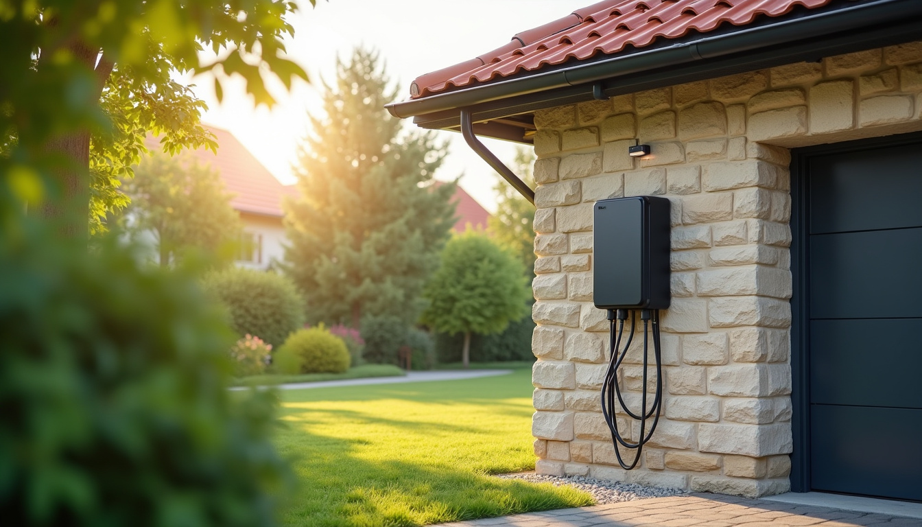 Borne de recharge installée sur le mur extérieur d'une maison à Kolbsheim