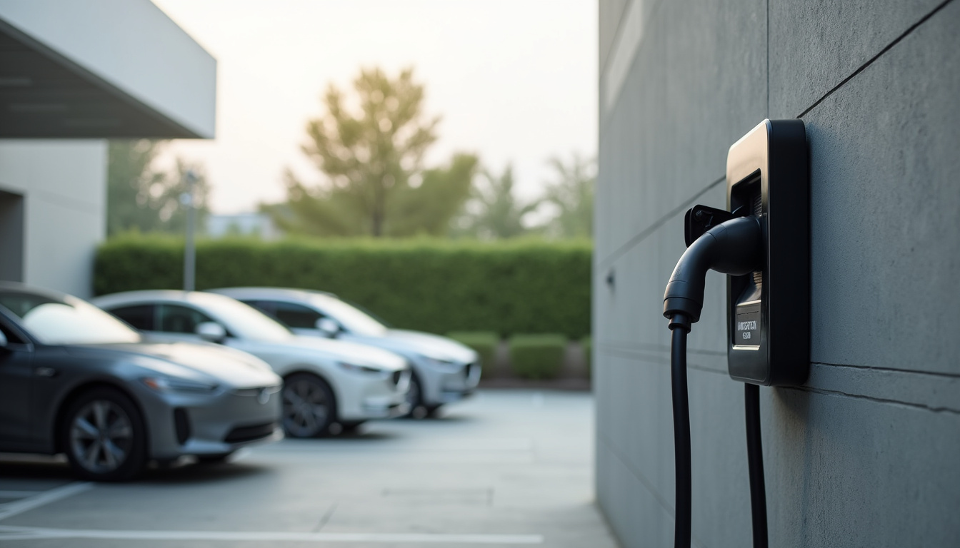 Borne de recharge installée sur le parking d'une entreprise à Creutzwald
