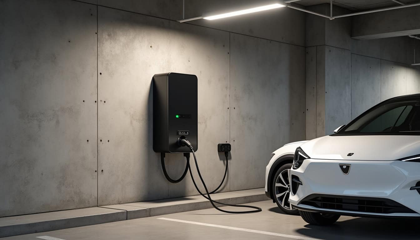 Borne de recharge installée sur une place de parking privative en copropriété à Cauvigny