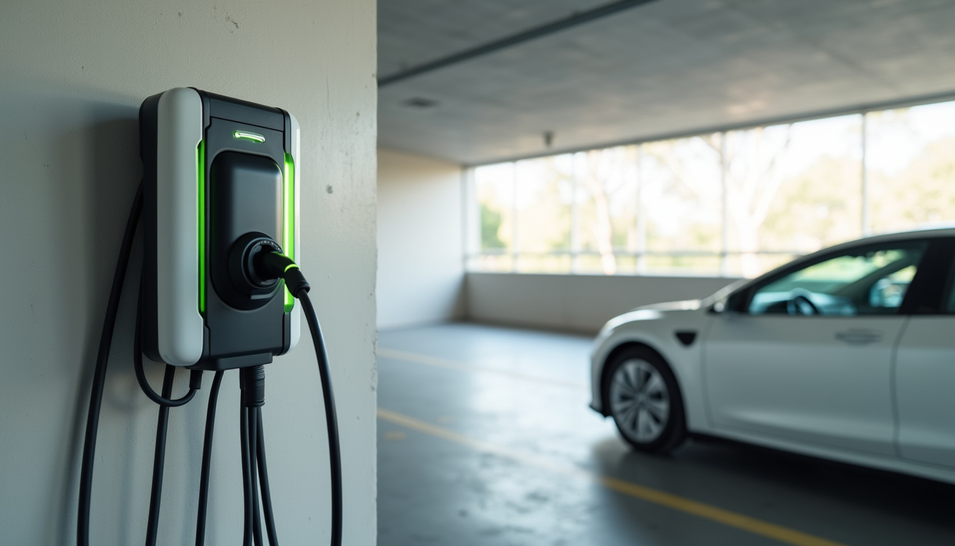 Borne de recharge installée sur une place de parking privative en copropriété à Plougoulm