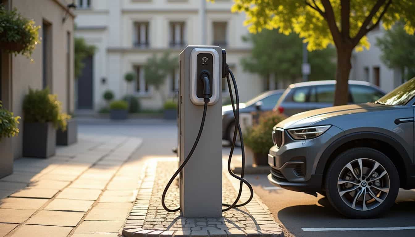Borne de recharge installée sur une place de parking privée à Vincennes