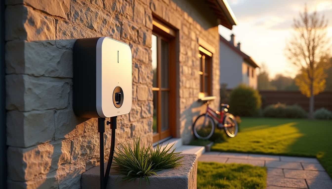 Borne de recharge murale installée à l'extérieur d'une maison à Aubigny-sur-Nère