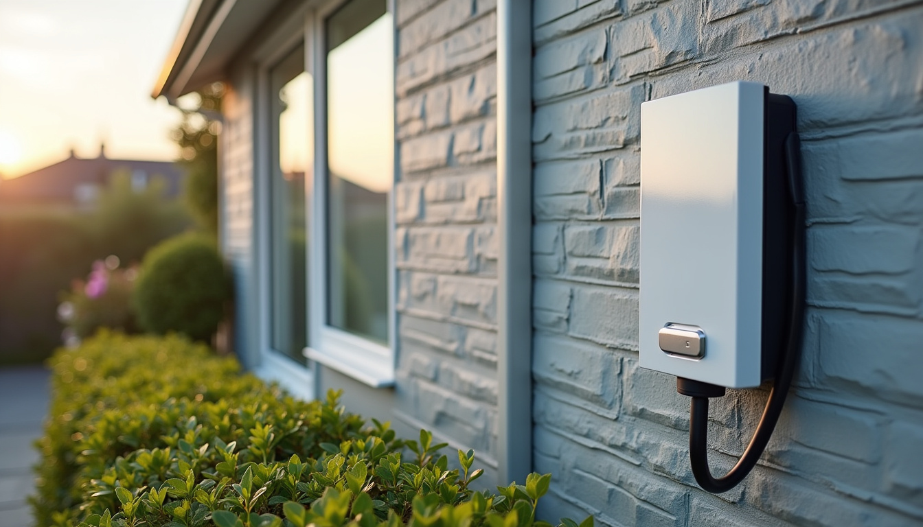 Borne de recharge murale installée à l'extérieur d'une maison à Deauville