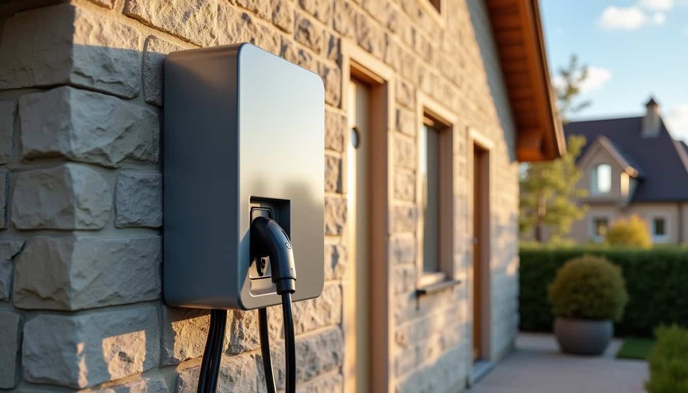 Borne de recharge murale installée à l'extérieur d'une maison à Outarville