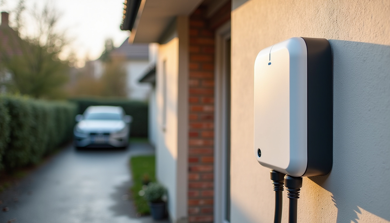 Borne de recharge murale installée à l'extérieur d'une maison à Ronchin