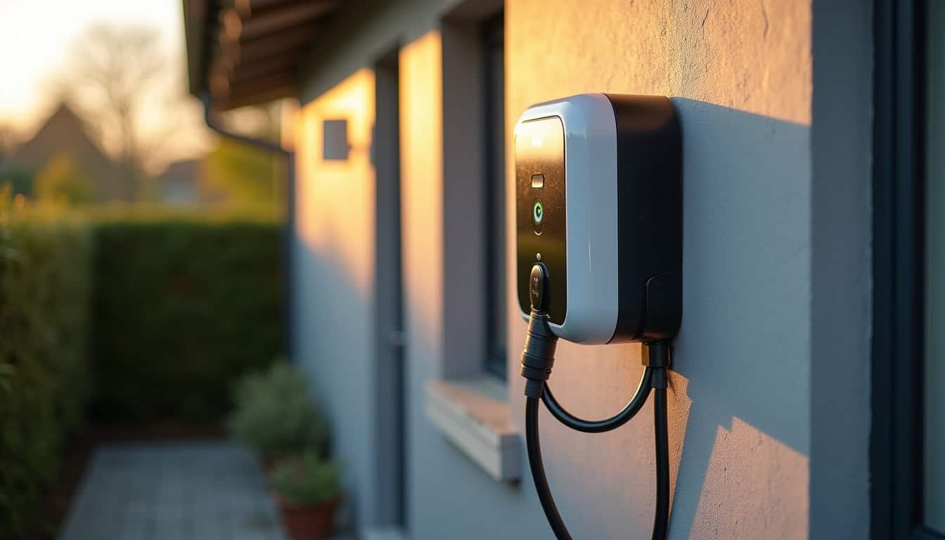 Borne de recharge murale installée à l'extérieur d'une maison à Weyersheim