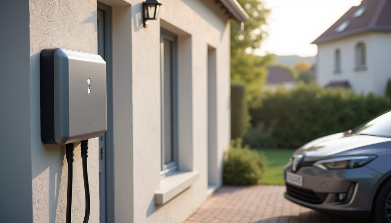Borne de recharge murale installée à l’extérieur d’une maison individuelle à Bapaume