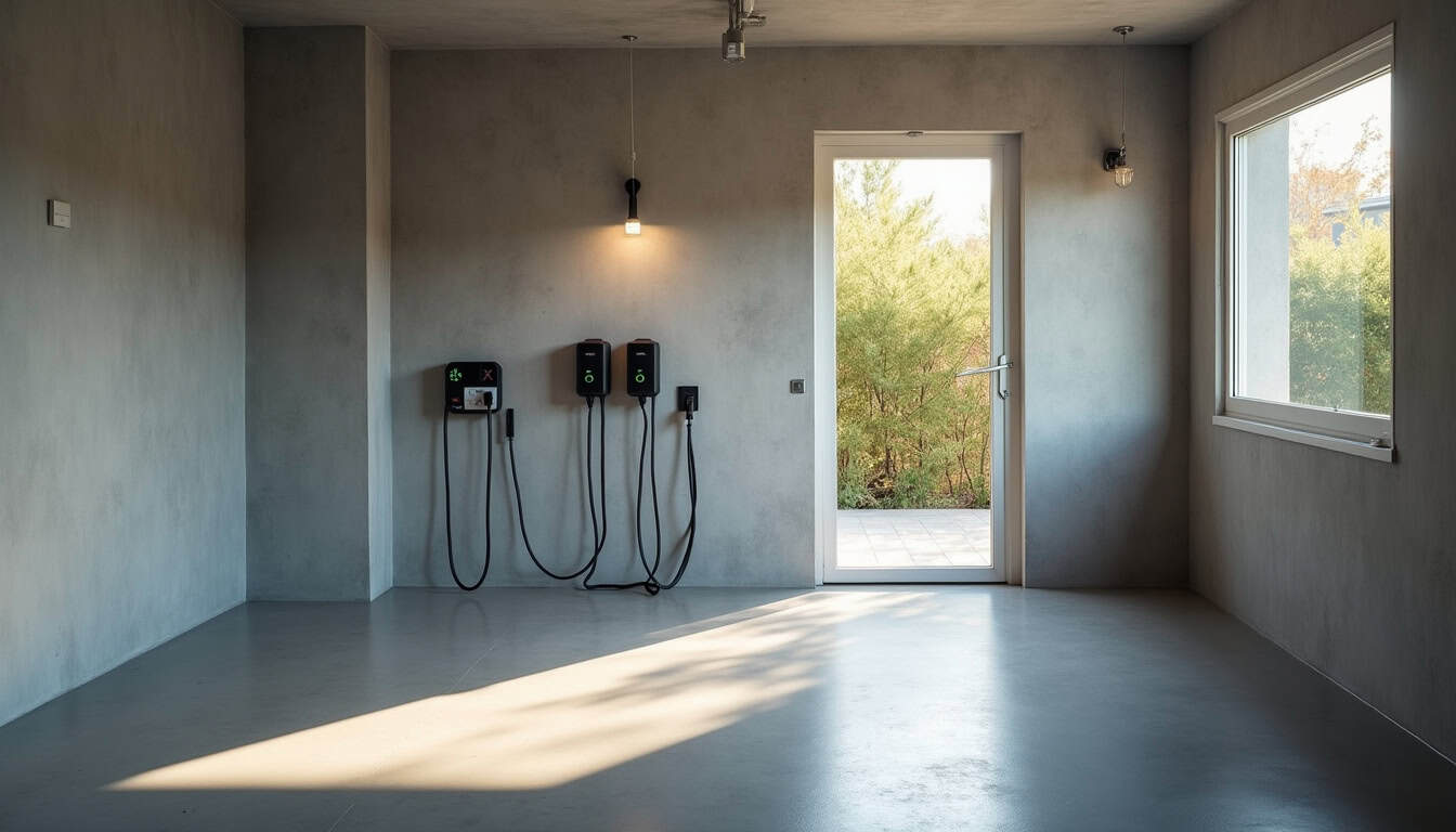 Borne de recharge murale installée à l'intérieur d'un garage privé à Les Riceys