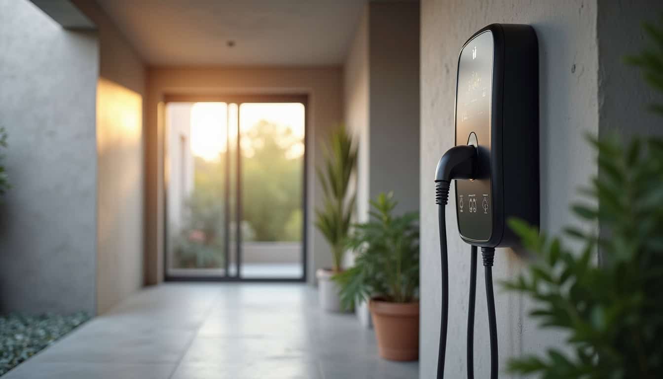 Borne de recharge murale installée dans un garage à Fournès