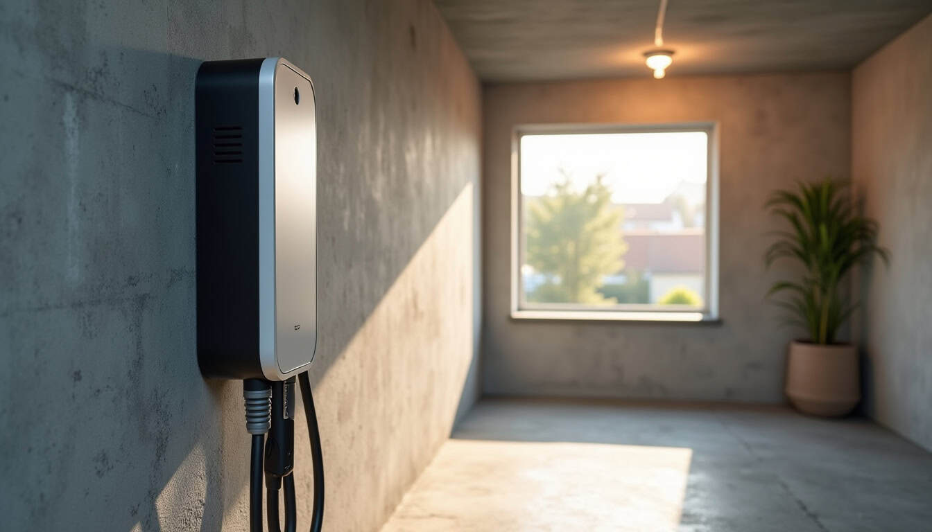 Borne de recharge murale installée dans un garage à Nouaillé-Maupertuis