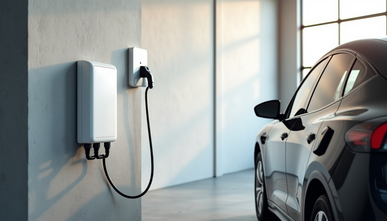 Borne de recharge murale installée dans un garage à Saint-Étienne-au-Mont