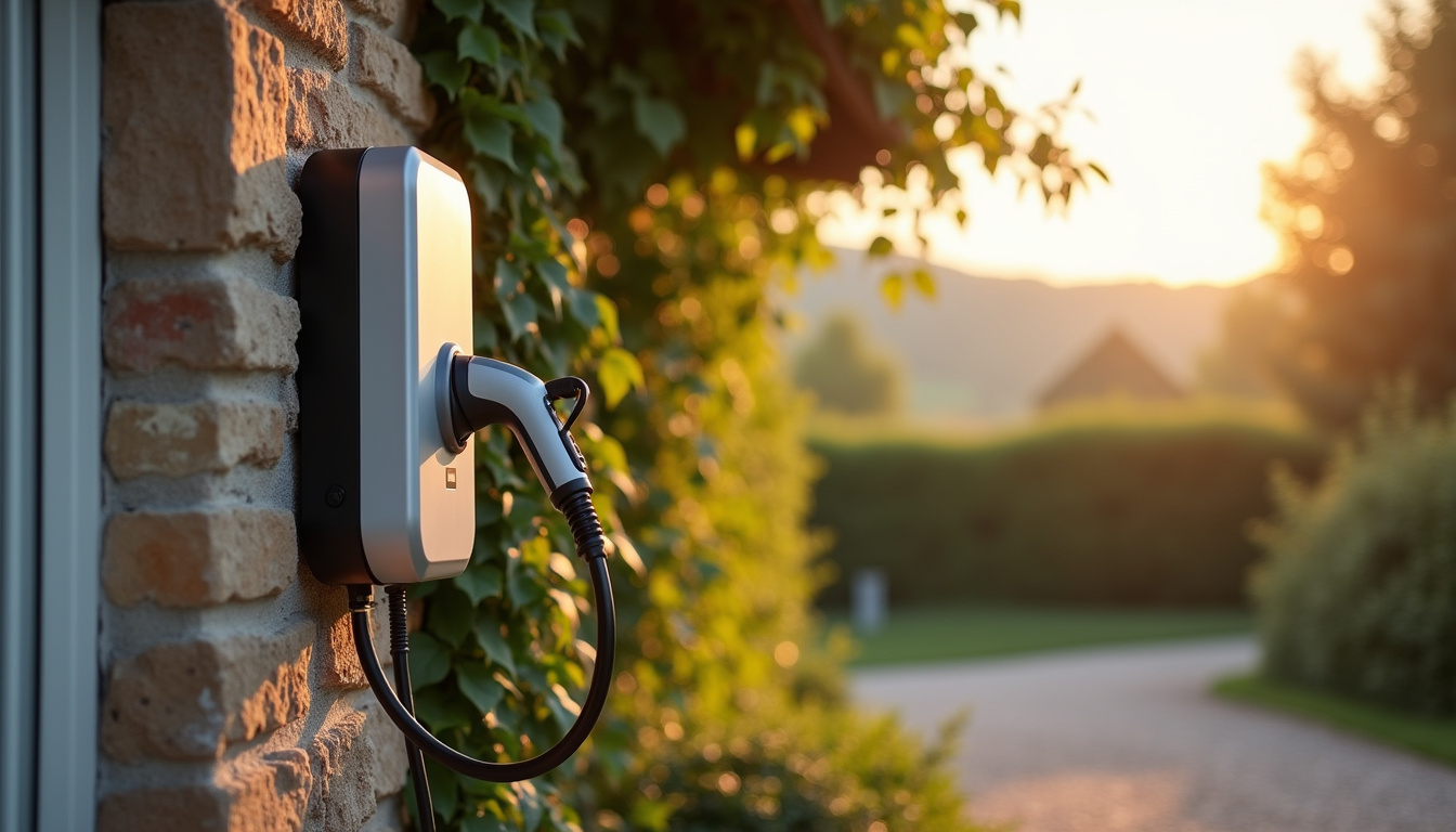 Borne de recharge murale installée sur la façade d'une maison à Les Vans