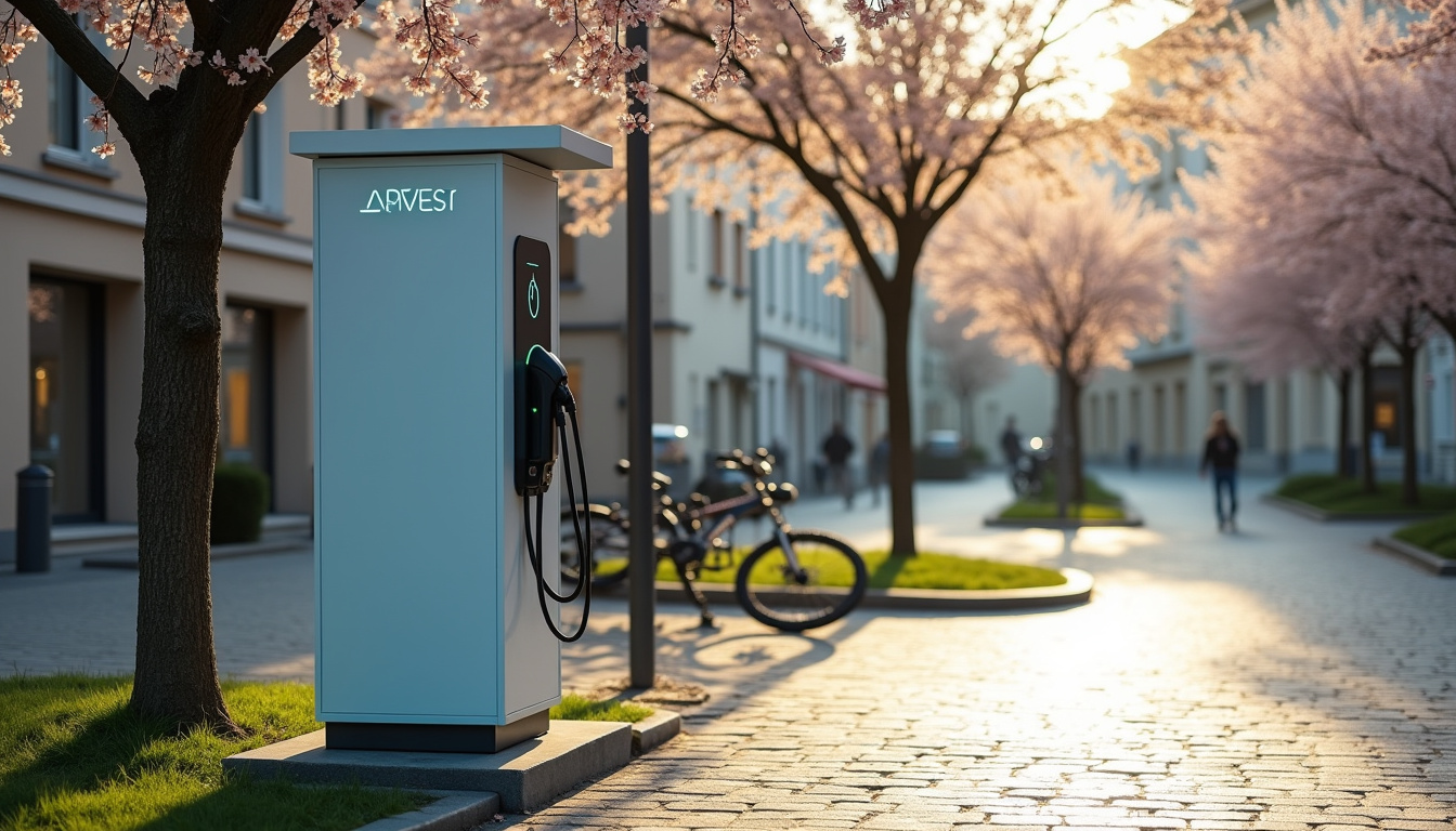 Borne de recharge Ouest Charge installée place du Sacré-Cœur à Ligné