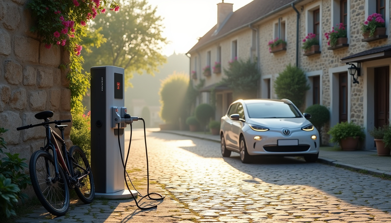 Borne de recharge pour véhicule électrique dans une petite commune rurale