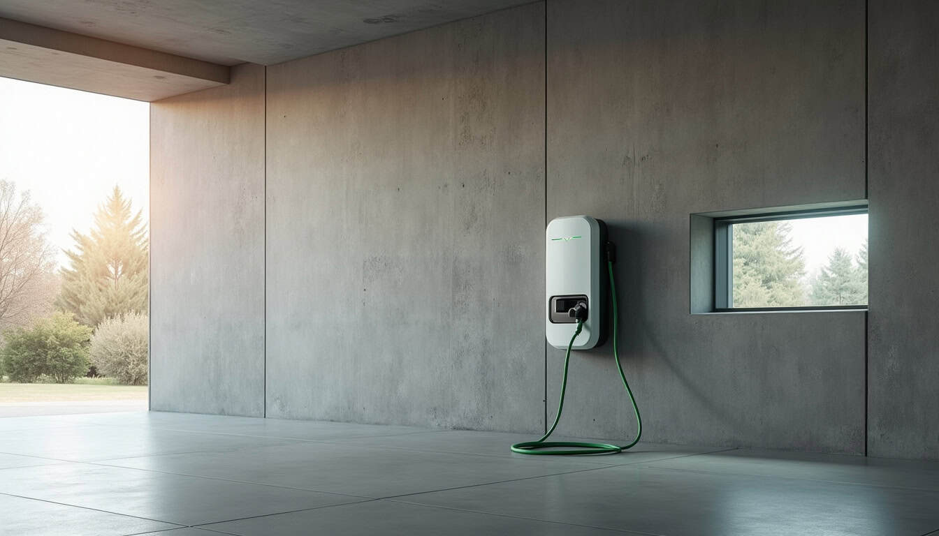 Borne de recharge pour voiture électrique installée dans un garage à Westhoffen
