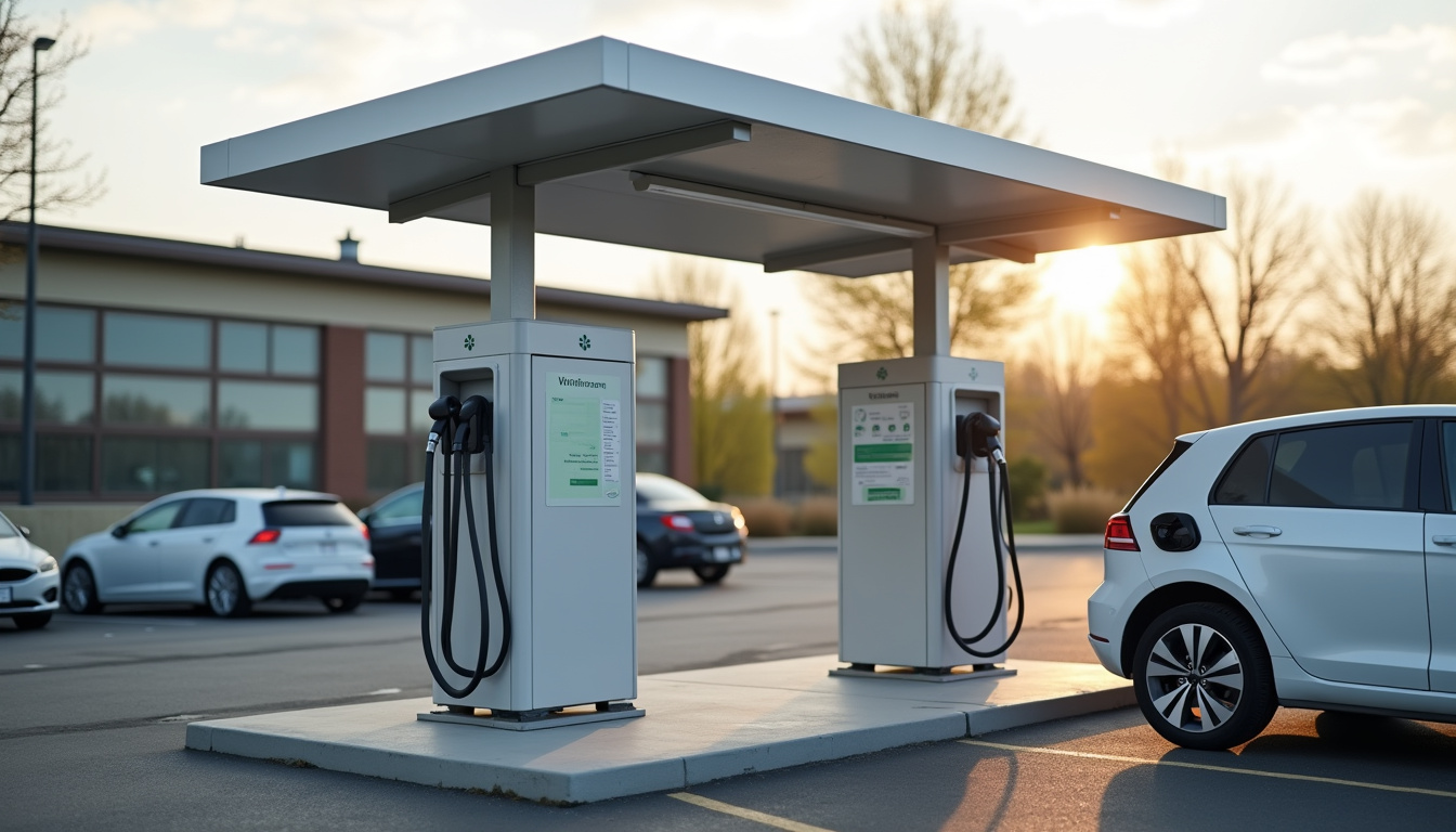 Borne de recharge publique à Benquet, située au parking de l'école