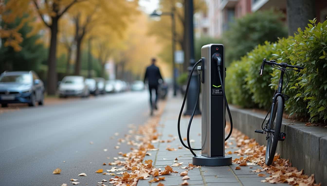 Borne de recharge publique eborn située rue des Épinettes à Barby