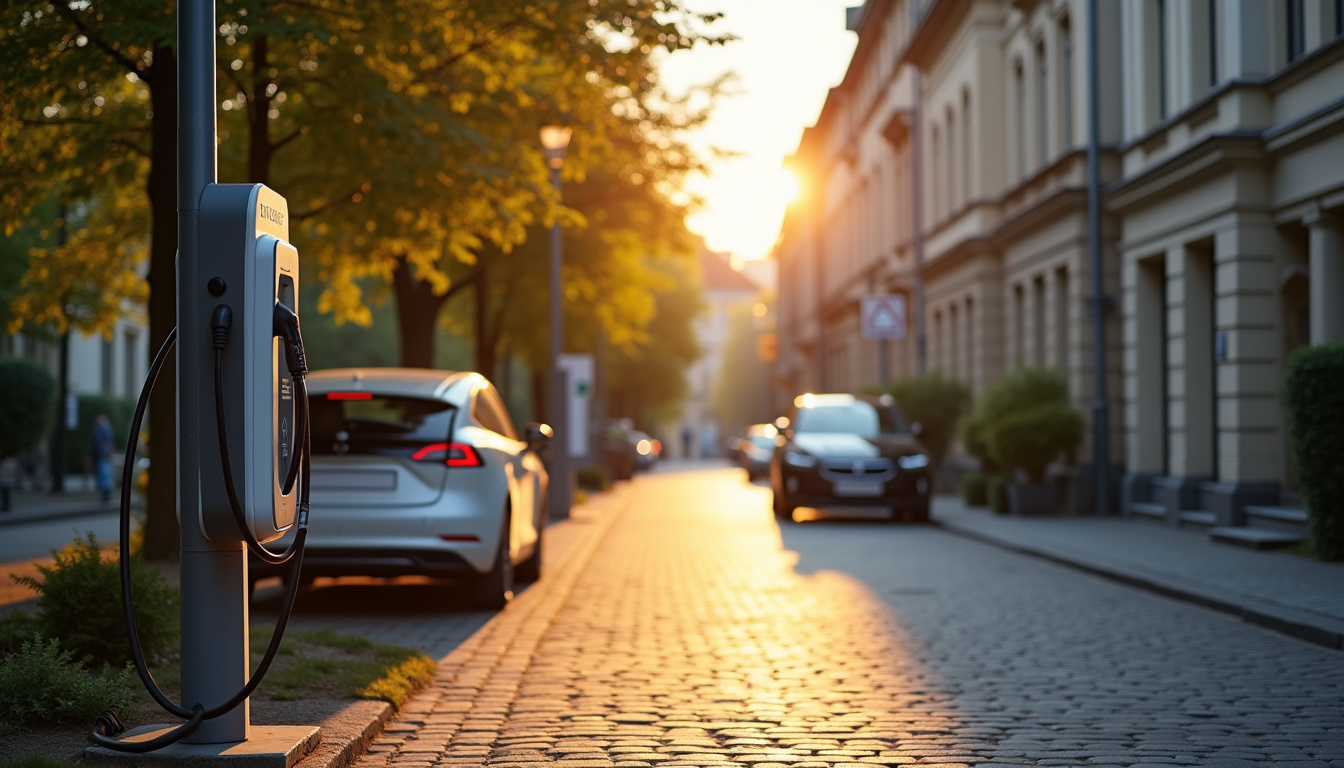 Borne de recharge publique installée dans une rue de Creutzwald