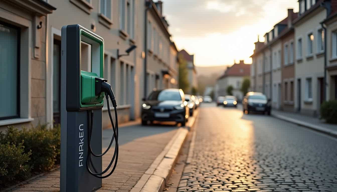 Borne de recharge publique installée dans une rue de Sainghin-en-Weppes