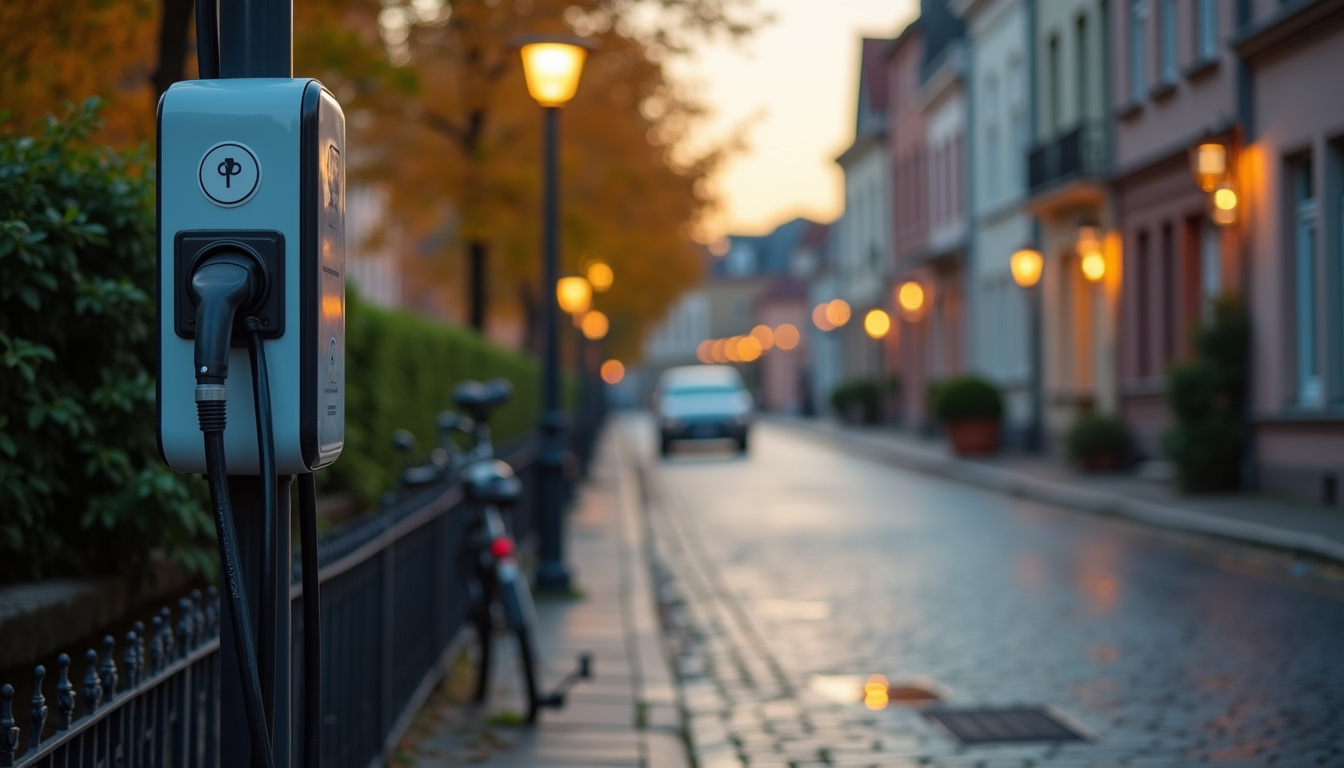 Borne de recharge publique installée dans une rue de Sainte-Adresse
