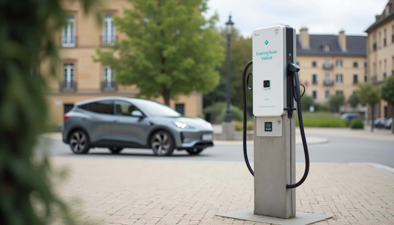 Borne de recharge publique installée en centre-ville de Barbezieux-Saint-Hilaire