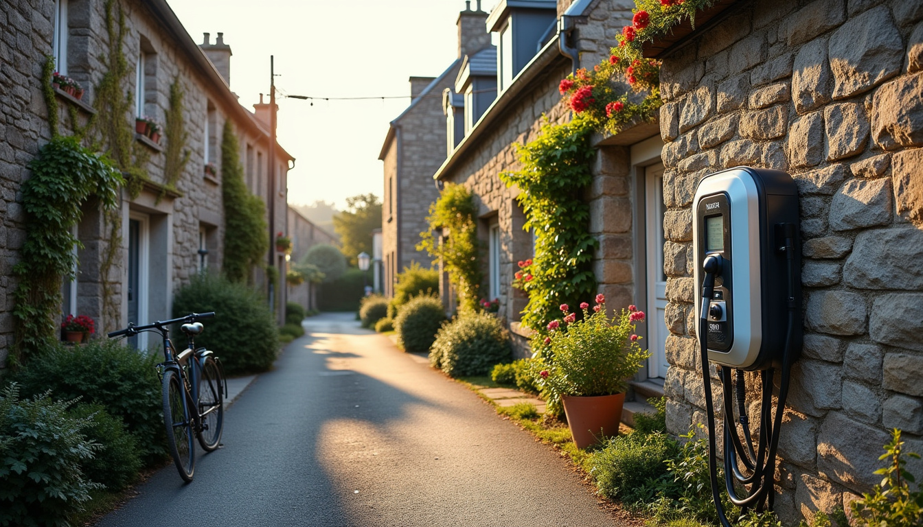 Borne de recharge publique installée en extérieur à Ploumoguer