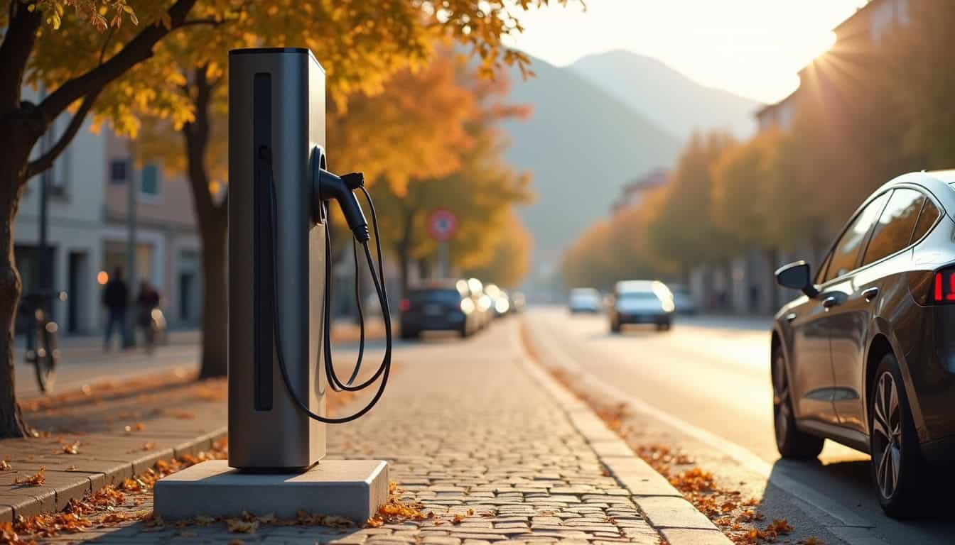 Borne de recharge publique installée Rue de la République à Cénac