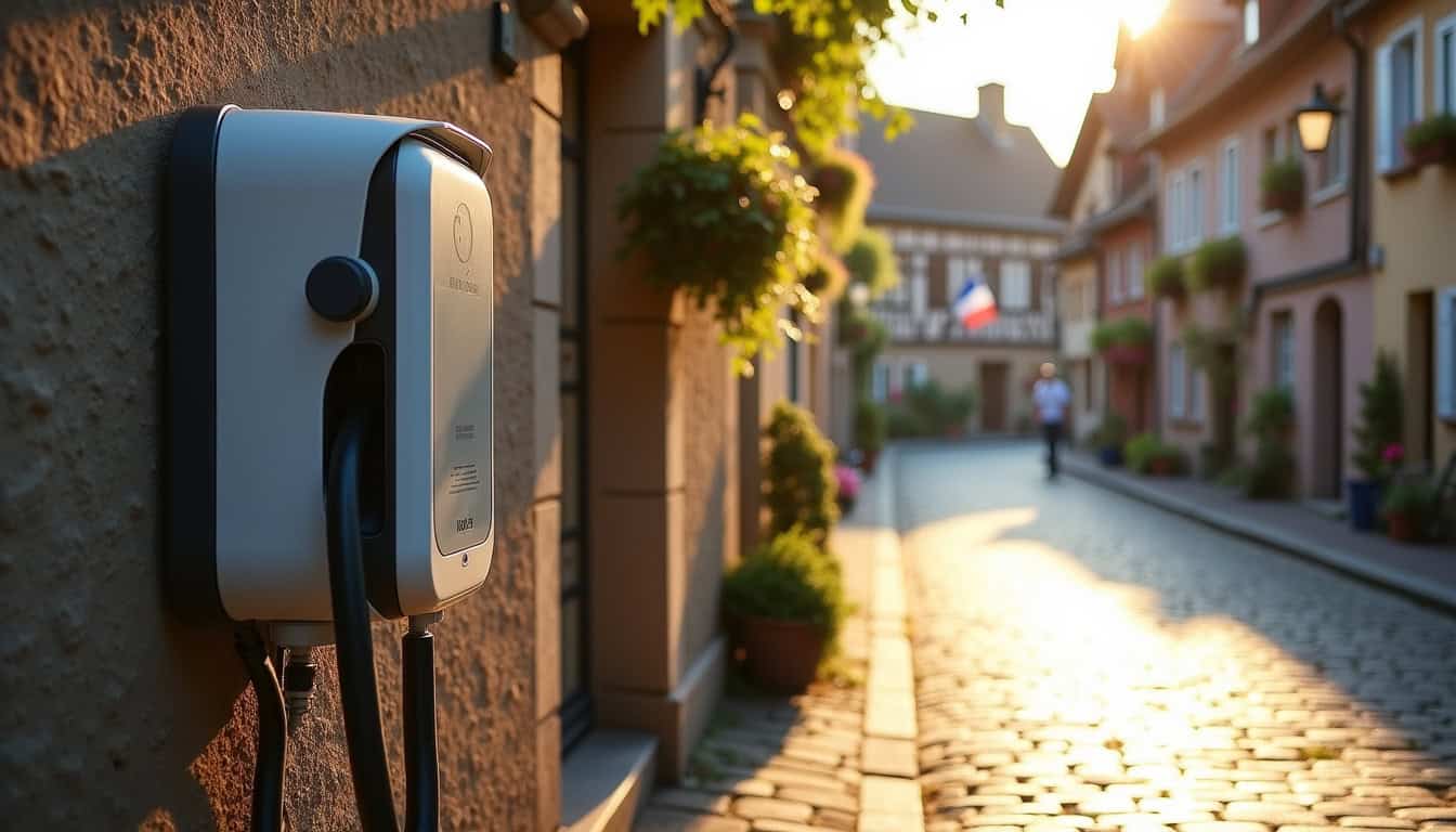 Borne de recharge publique installée rue de l'Église à Ottmarsheim