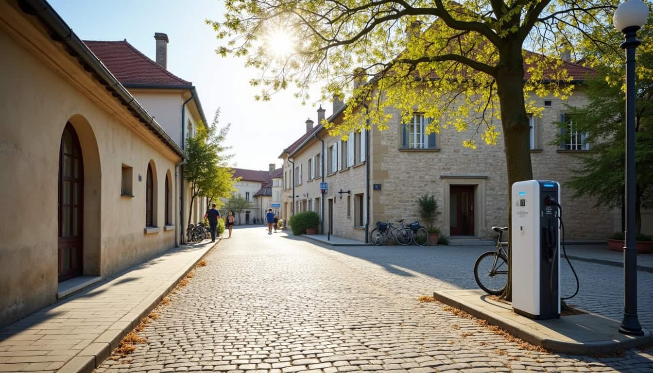 Borne de recharge publique installée sur la place aux Herbes de Neauphle-le-Château