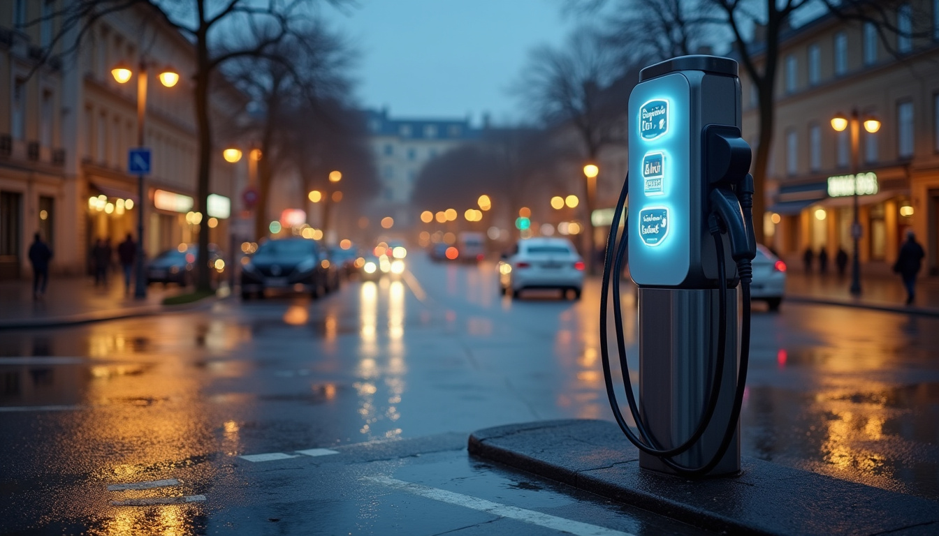 Borne de recharge publique installée sur la place du Général de Gaulle à Verneuil-sur-Seine