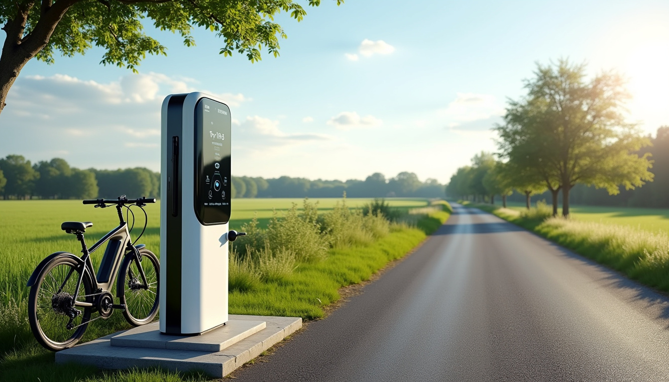 Borne de recharge publique Izivia localisée sur la route de Saumoussay à Bellevigne-les-Châteaux