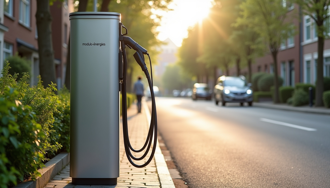 Borne de recharge publique Modulo-Énergies située avenue des Martyrs de la Résistance à Renwez