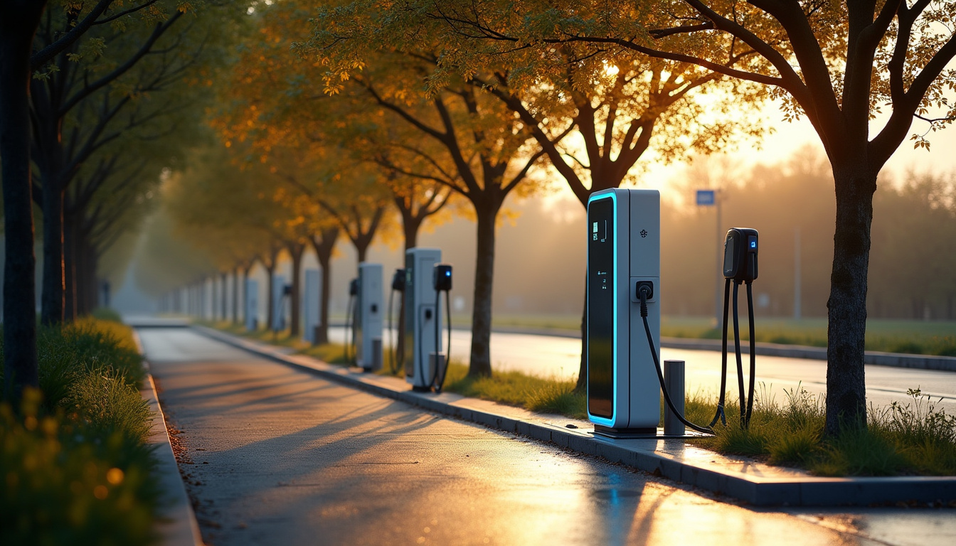Borne de recharge publique pour véhicules électriques située à Jaujac, allée du Pré du Comté