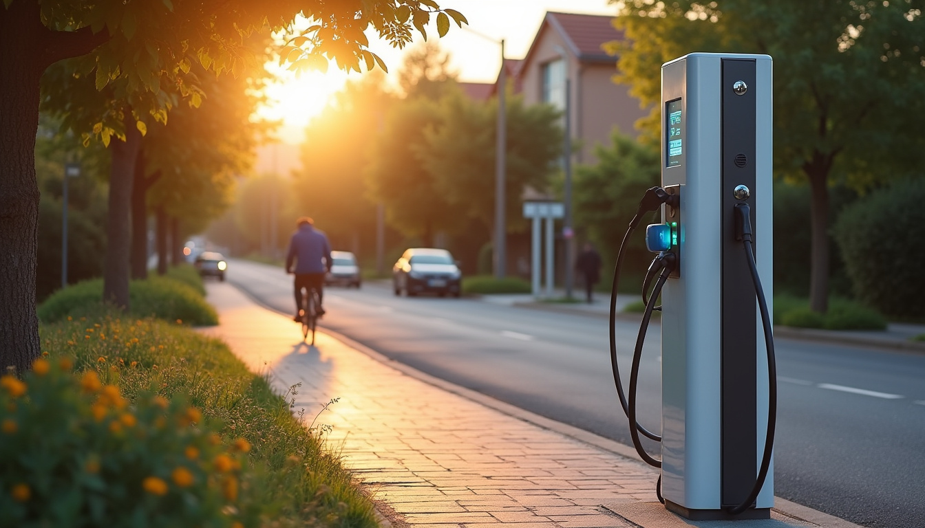 Borne de recharge publique SDE32 située rue Élie Charlas à Preignan
