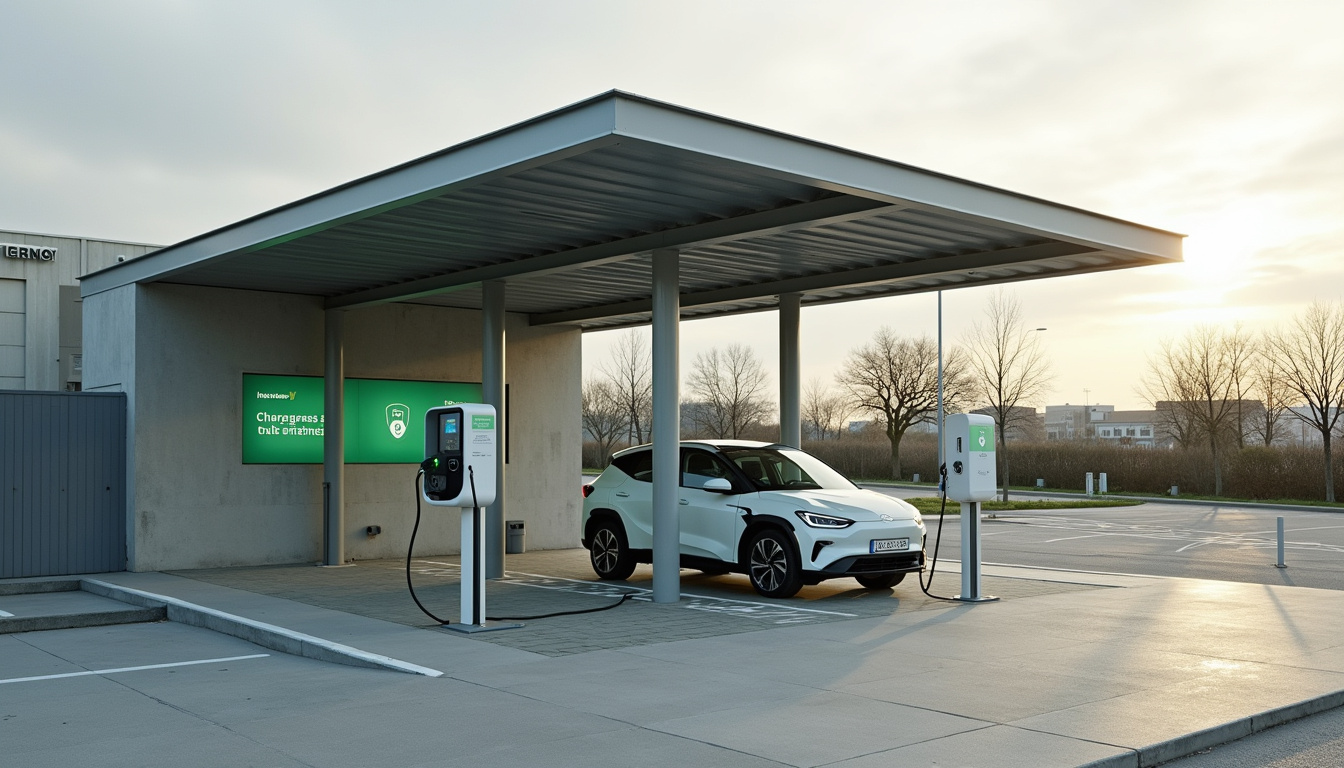 Borne de recharge publique située à l'Intermarché de Gasny