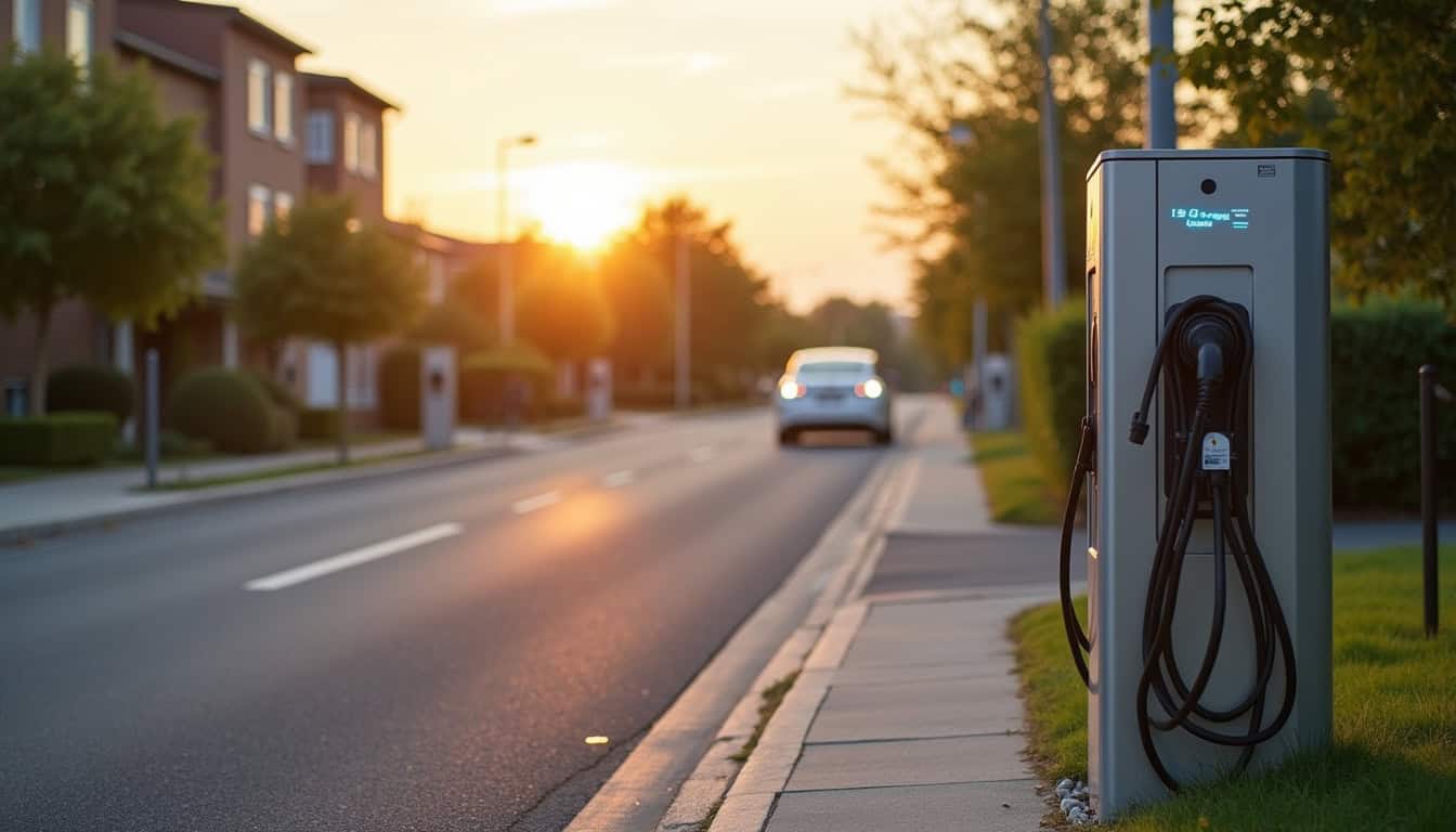 Borne de recharge publique située au 9 rue de Rennes à Saint-Aubin-d'Aubigné