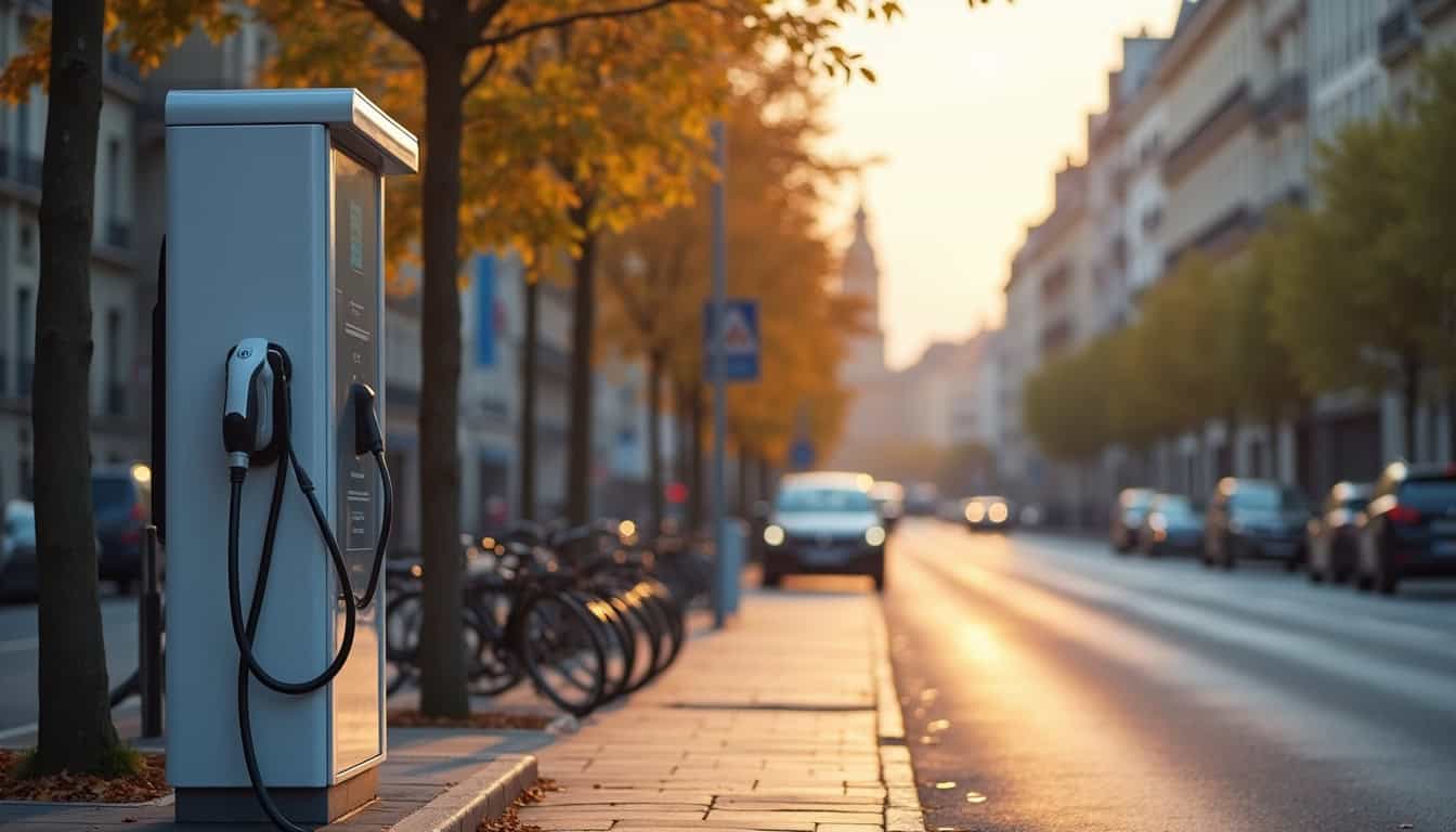 Borne de recharge publique située avenue de la République à Pierre-Buffière