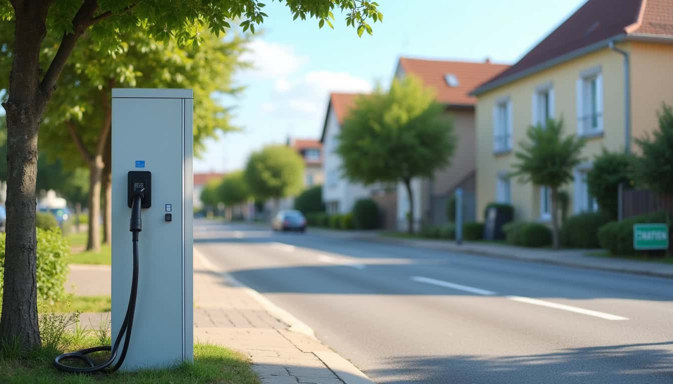 Borne de recharge publique située Avenue du Pont de la Prairie à Châteauneuf-la-Forêt