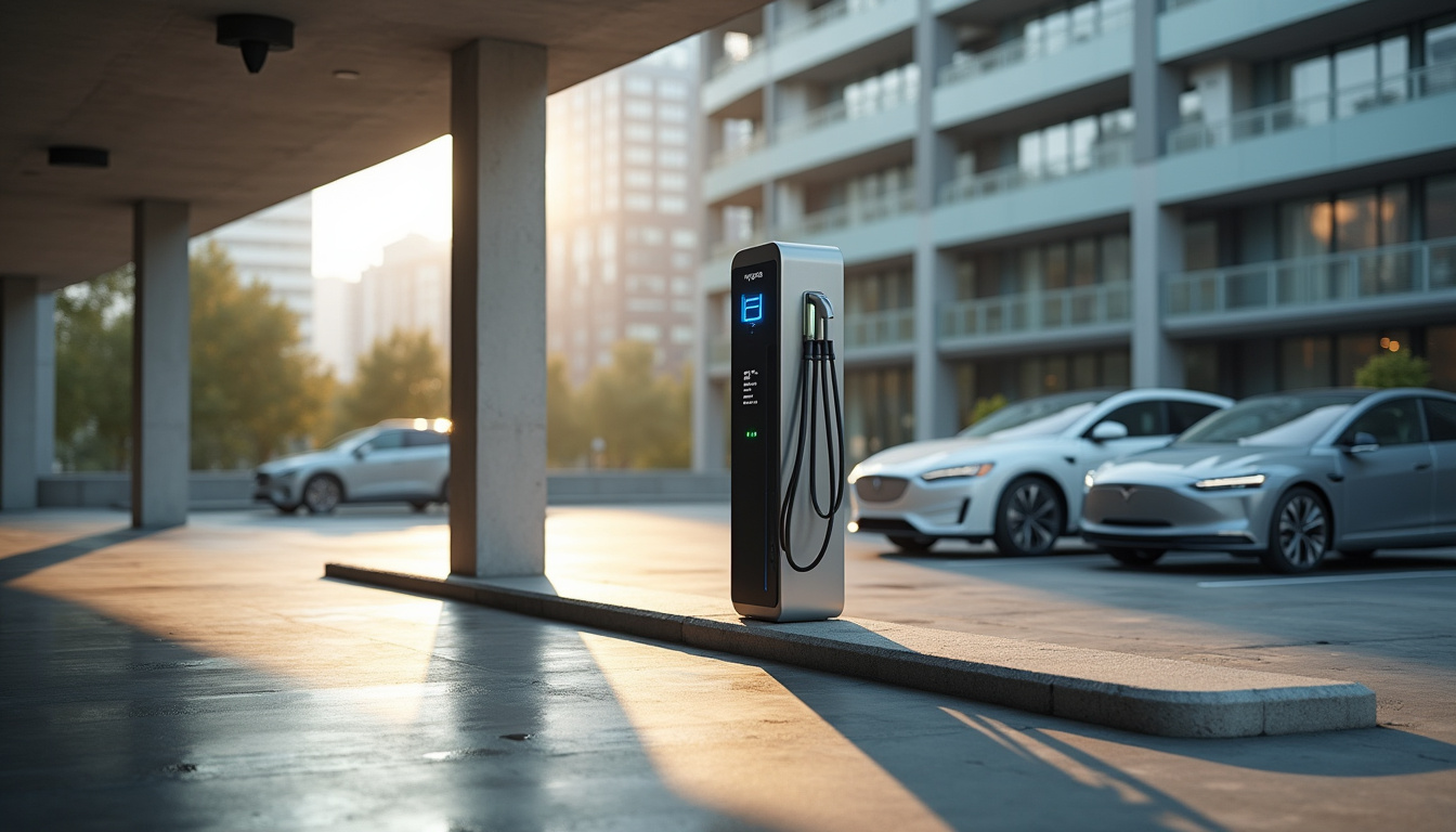 Borne de recharge publique située dans un parking de la métropole du Grand Nancy