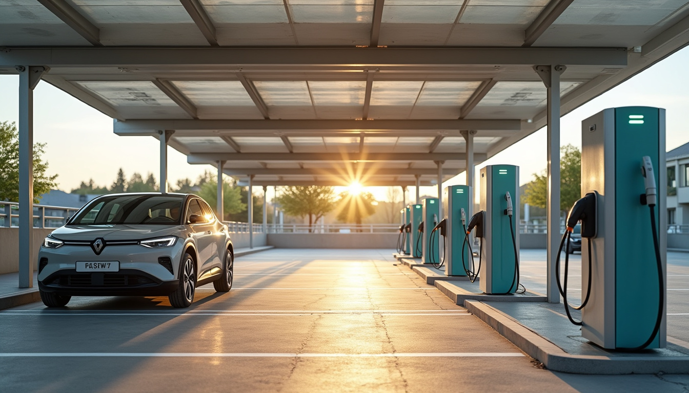 Borne de recharge publique située dans un parking d'Intermarché à Guémené-sur-Scorff