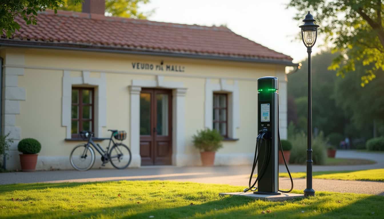 Borne de recharge publique située devant la mairie de Plobsheim