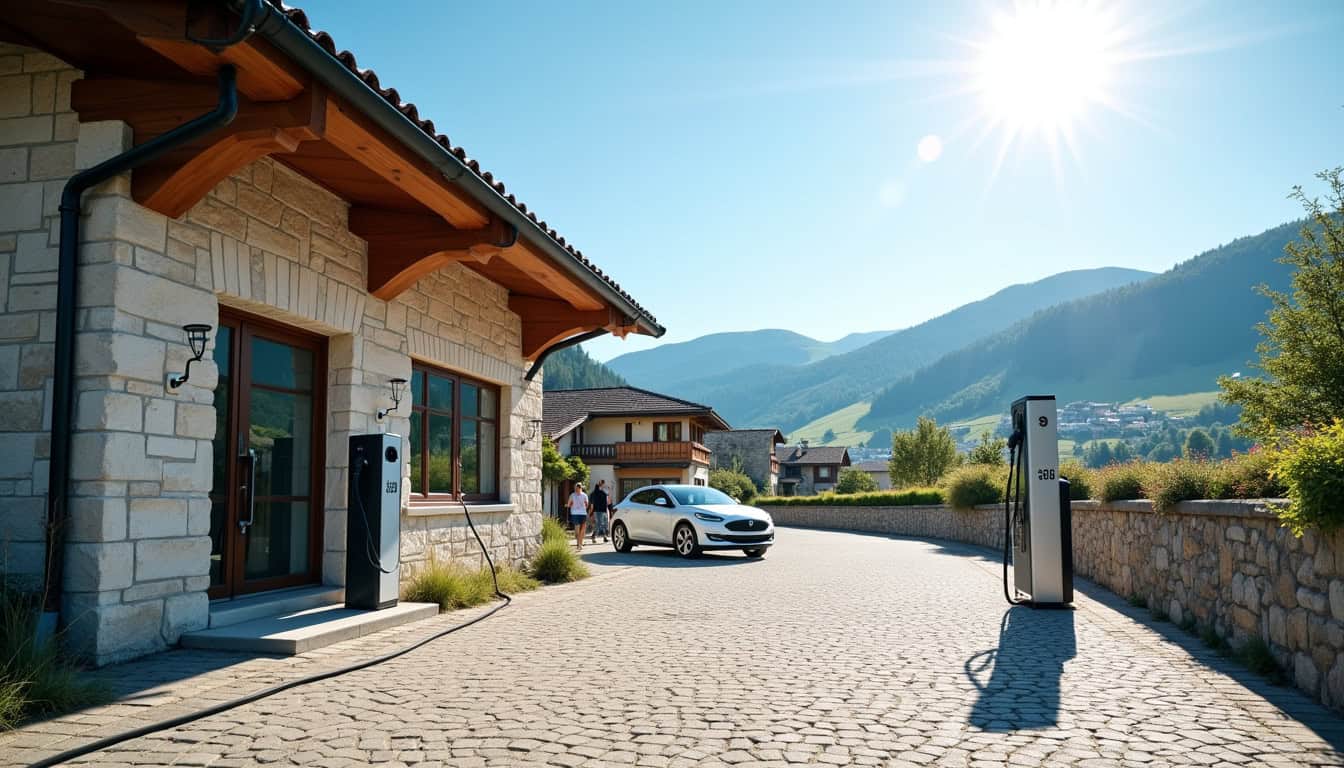 Borne de recharge publique située près du bureau d'information touristique de Saint-Nizier-du-Moucherotte