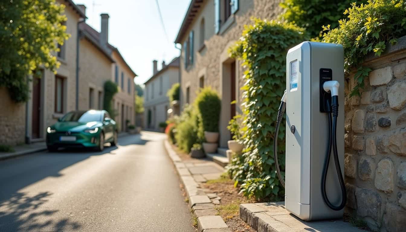 Borne de recharge publique située Rue de Beauce à Courville-sur-Eure