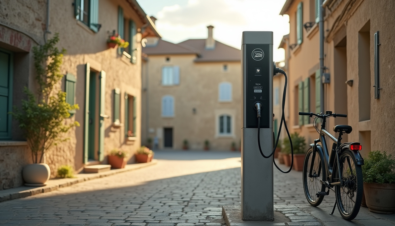 Borne de recharge publique située rue de Pont-de-Buis à Saint-Ségal