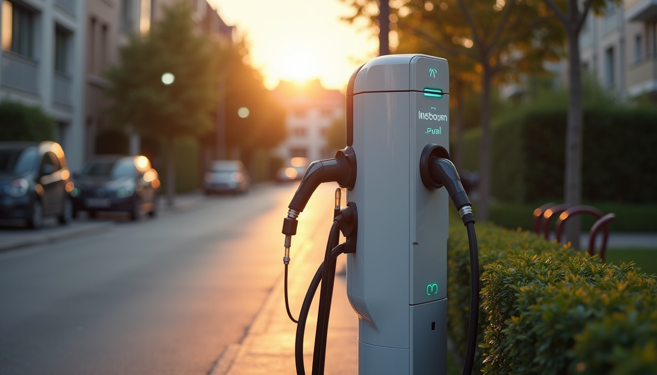 Borne de recharge publique située rue Émile Macra à Courchelettes